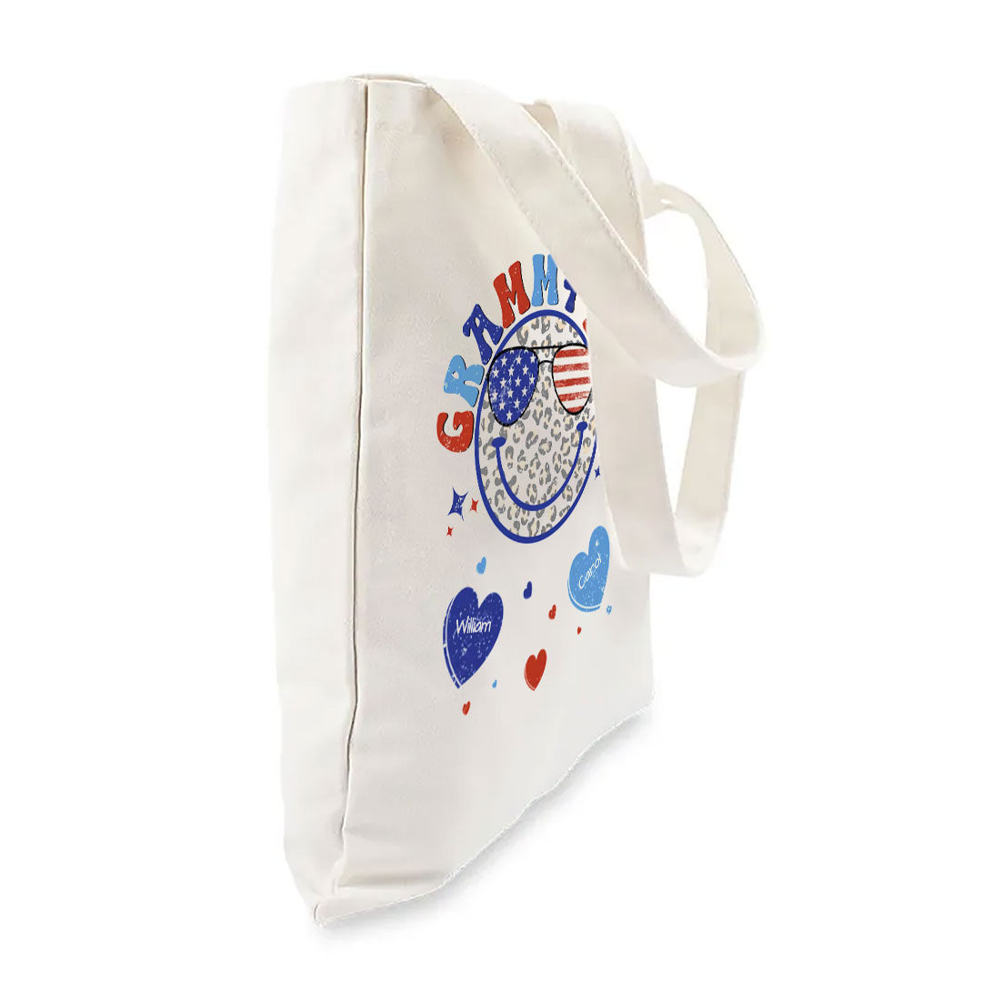 Personalized Tote Bag Grandma Life Smiley Face July 4th-ancustom