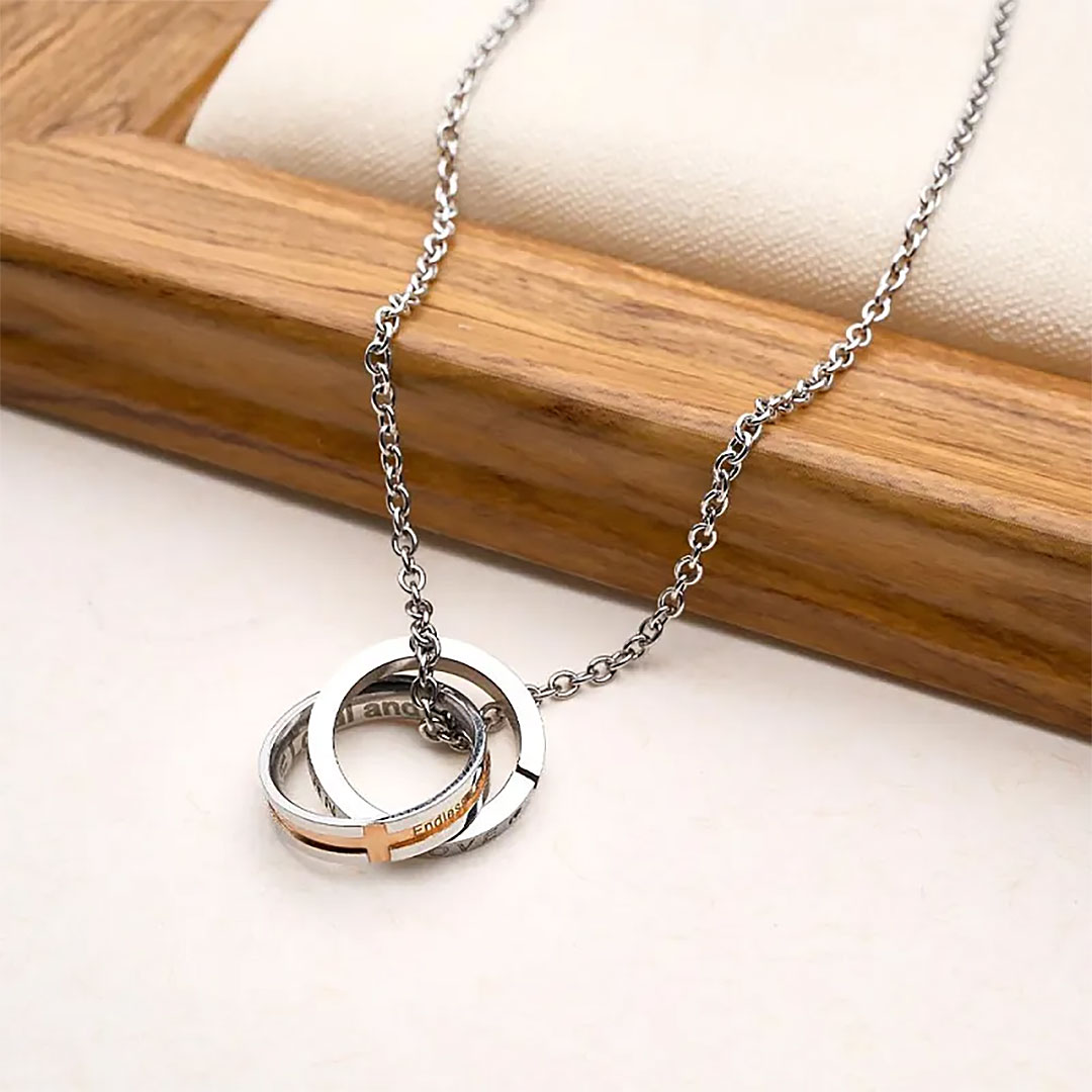 Interlocking Couples Name Necklace Trendy New Fashion Double Layer Collarbone Chain with Personalized Simple Necklaces Anniversary Gifts-ancustom