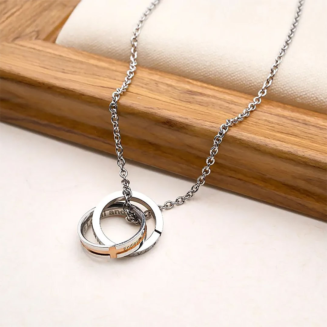 Interlocking Couples Name Necklace Trendy New Fashion Double Layer Collarbone Chain with Personalized Simple Necklaces Anniversary Gifts-ancustom