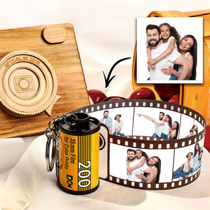 5 Pics Custom Photo Camera Roll Keychain with Pictures Customized Photo Gifts for Pet-ancustom