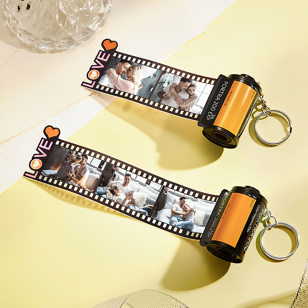 Custom Photo Film Roll Keychain Personalized Love Camera Roll Keychain Anniversary Gifts-ancustom