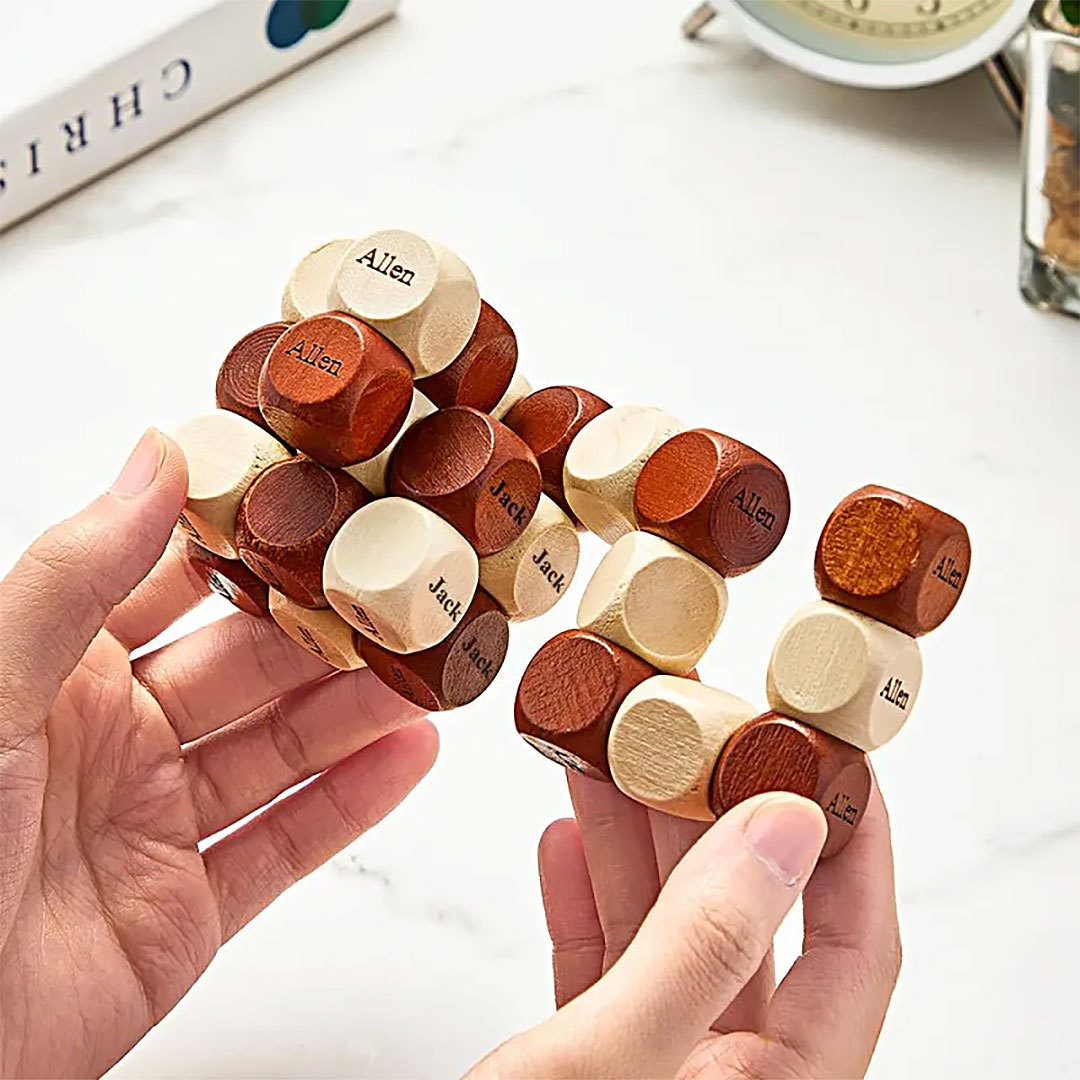Cube Puzzle Game Wooden Snake Puzzles Family Night Game Toy Fun Games and Board Game with Family Name Best Gift for Baby Family-ancustom