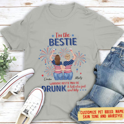 Custom Personalized Friend's 4th Of July T-Shirt - Gift Idea For Friends/ Besties/ Sister On Independence Day-If Lost Or Drunk Please Return To Bestie-ancustom