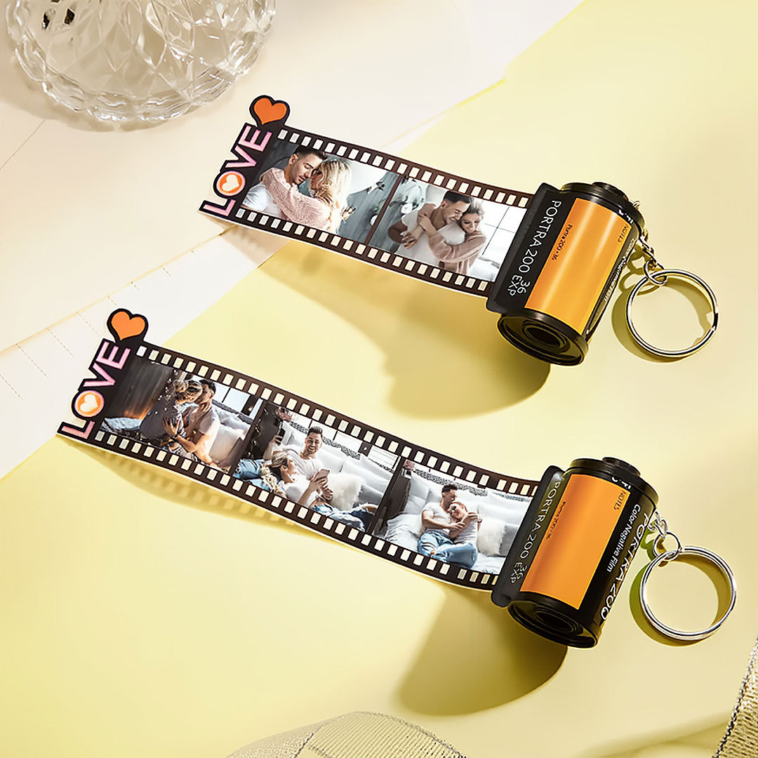 Custom Photo Film Roll Keychain Personalized Love Camera Roll Keychain Anniversary Gifts-ancustom