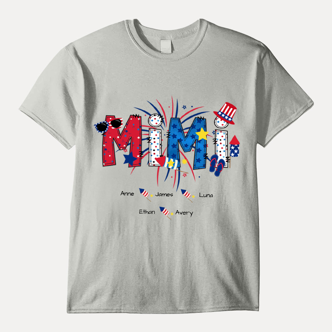 Great Mom Grandma Happy Holidays - Family Personalized Custom Unisex T-shirt - 4th Of July, Birthday Gift For Mom, Grandma-ancustom