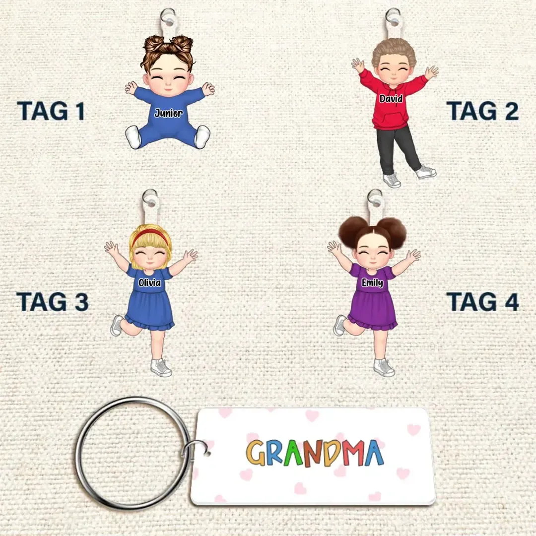 Our Grandkids Loving Gift For Grandma, Grandparents, Mother - Personalized Acrylic Tag Keychain -ancustom