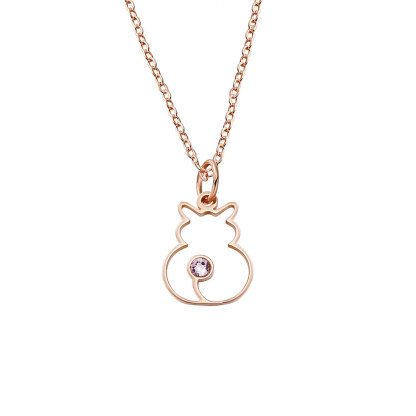 Personalized Minimalist Cat Silhouette Necklace with Birthstone Birthday Anniversary Gift for Pet Lover-ancustom