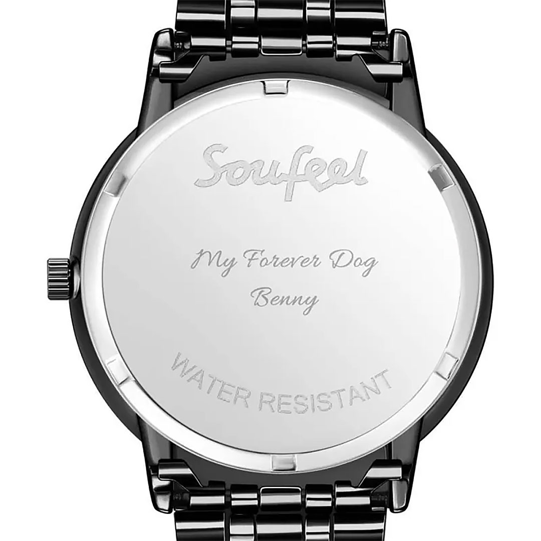 Engraved Men's Black Alloy Bracelet Photo Watch 38mm-ancustom