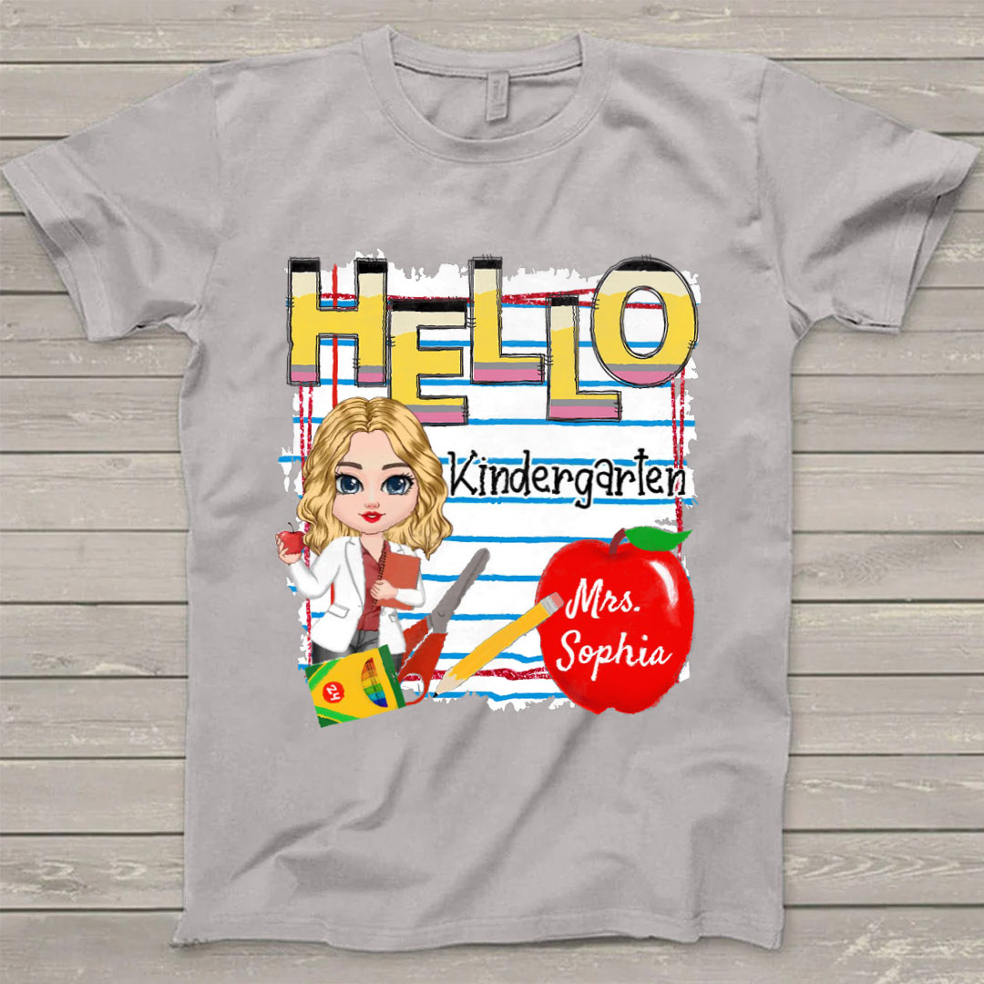 Hello Kindergarten Back to school Personalized T-shirt Gift for Teachers-ancustom