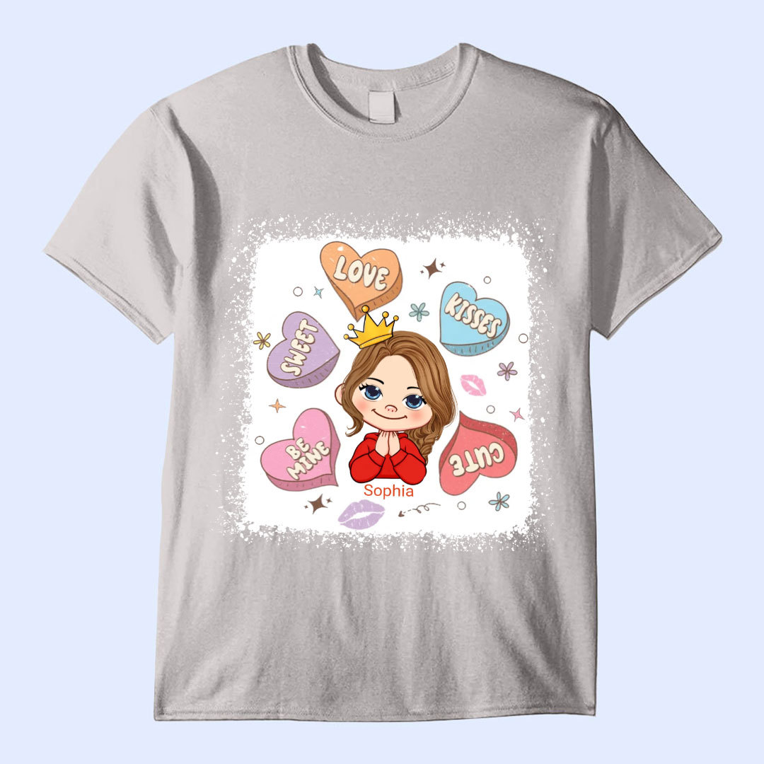 Candy Heart Cute Valentine's Day Personalized Youth T-Shirt-ancustom
