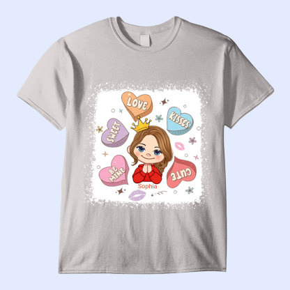 Candy Heart Cute Valentine's Day Personalized Youth T-Shirt-ancustom
