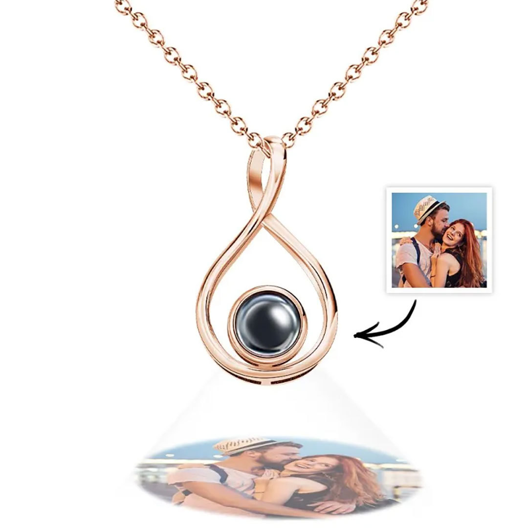 Personalized Teardrop Shaped Photo Projection Necklace Meaningful Accessory Memorial Gift for Wife-ancustom