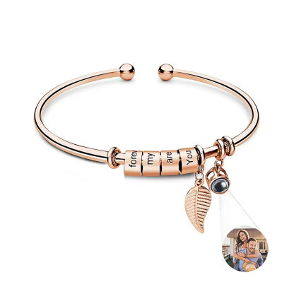 Personalized Photo Projection Bracelet Custom Number Of Optional Engravable Beads Jewelry Gift For Family-ancustom