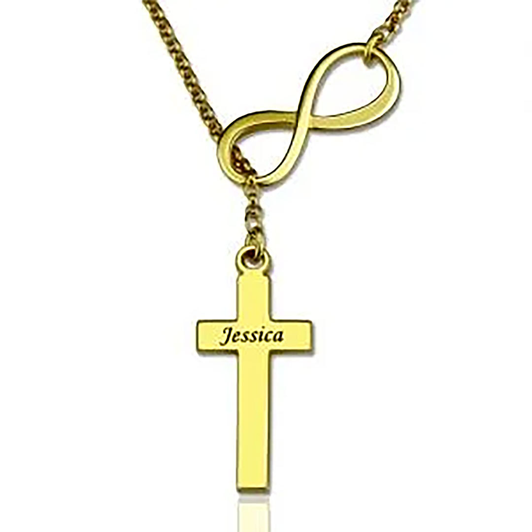 Elegant Infinity Cross Name Necklace-ancustom
