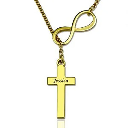 Elegant Infinity Cross Name Necklace-ancustom