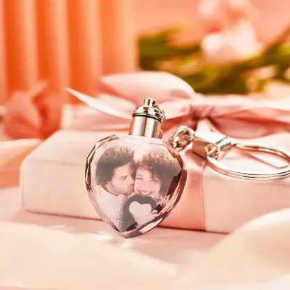 Gift for Mom Heart-shaped Keychain Custom Photo Crystal Keychain-ancustom
