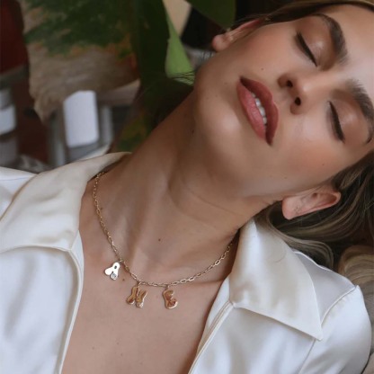 RETRO INITIAL CHARMS NECKLACE-ancustom