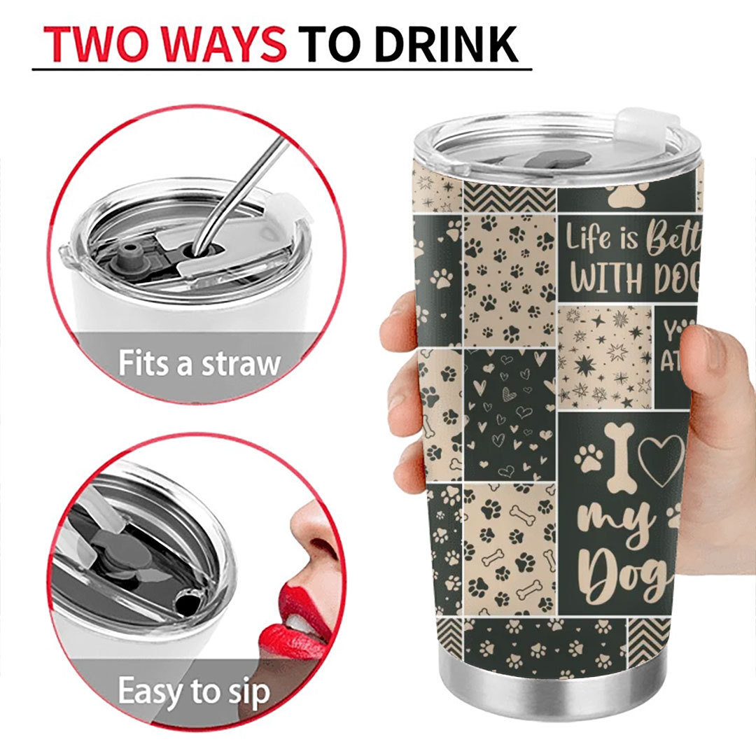 Custom Personalized Dog Mom Travel mug - Gift Idea For Dog Lover - A Girl And Her Dogs A Bond That Can't Be Broken-ancustom