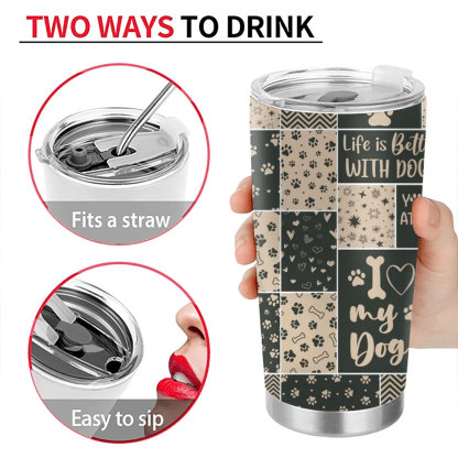 Custom Personalized Dog Mom Travel mug - Gift Idea For Dog Lover - A Girl And Her Dogs A Bond That Can't Be Broken-ancustom