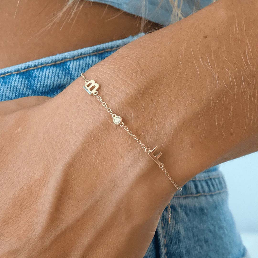 Customized Personalized Diamond Letter Bracelet-ancustom