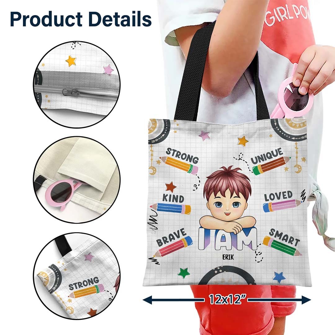 I Am Capable I Am Loved - Gift For Kid - Personalized Zippered Canvas Bag-ancustom