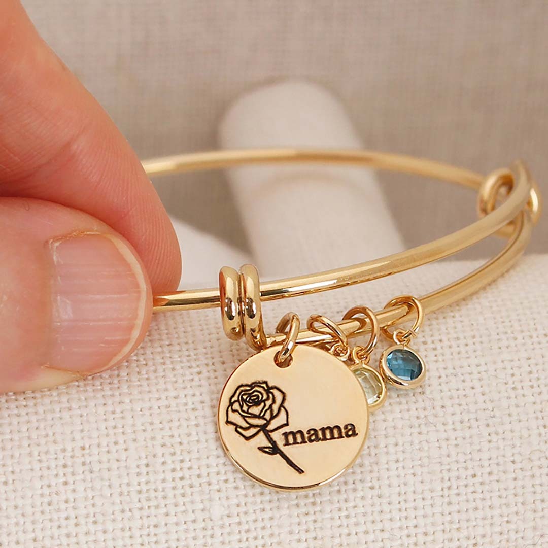 Custom Birthstone Personalized Birth flower Bracelet-ancustom