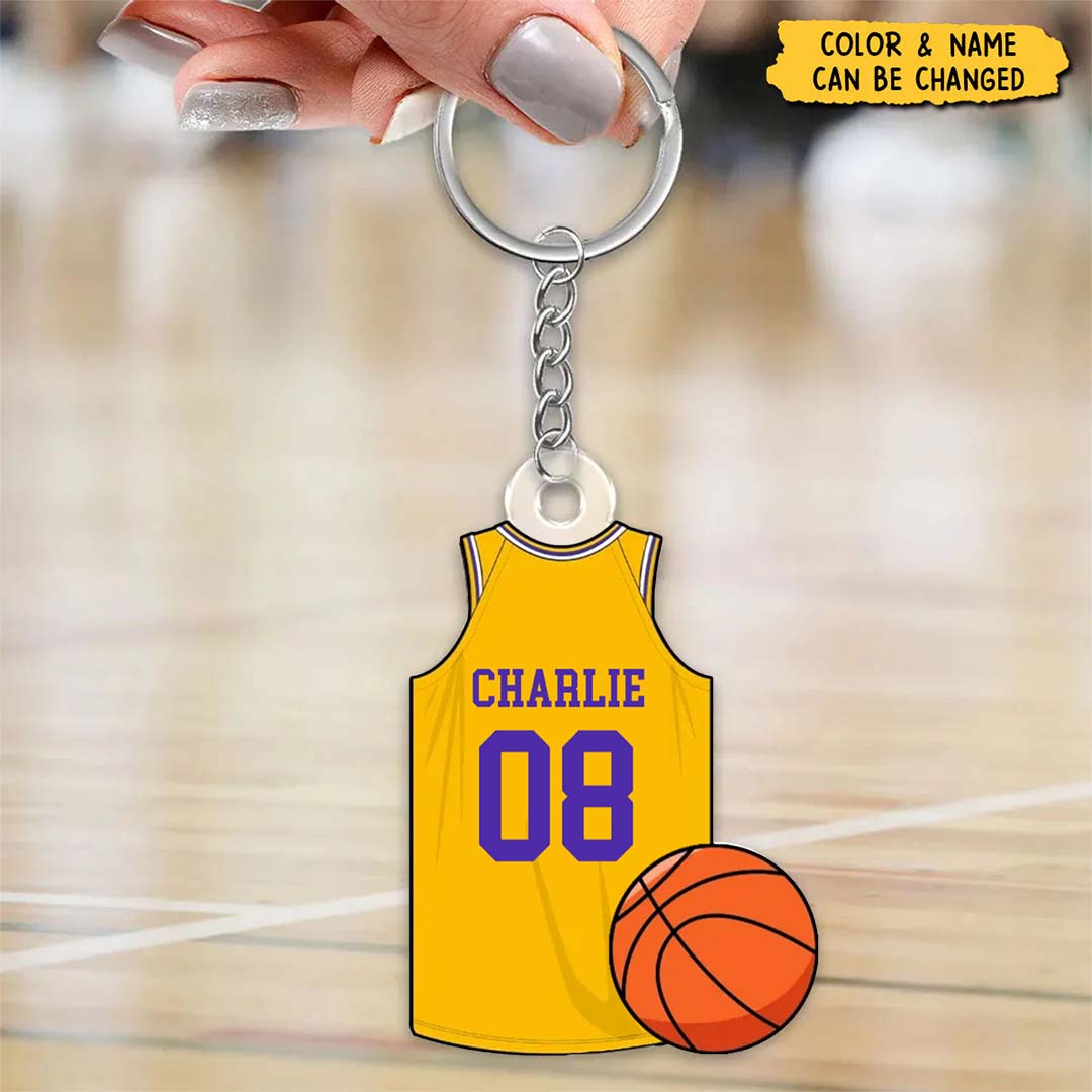 Basketball Jersey Personalized Acrylic Keychain, Gift For Son, Husband, Him-ancustom