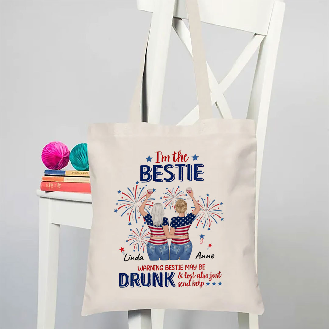 Custom Personalized Friends 4th of July Canvas Bag - Independence Day Gift for Friends/Bestie/Sisters-ancustom