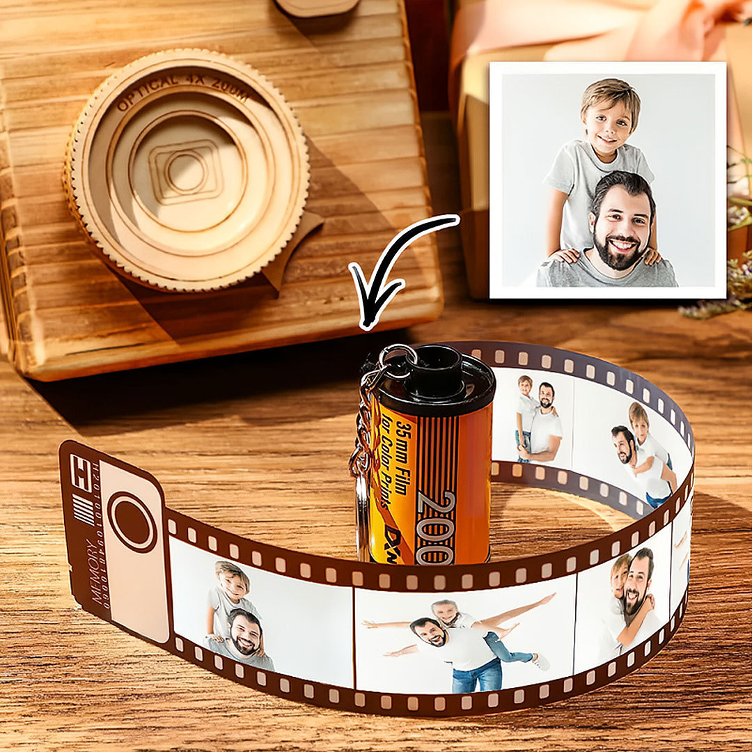 5 Pics Custom Photo Camera Roll Keychain with Pictures Customized Photo Gifts for Pet-ancustom