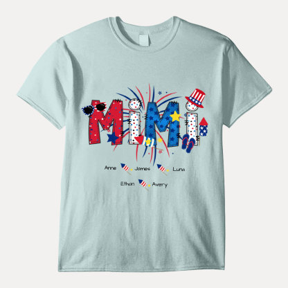 Great Mom Grandma Happy Holidays - Family Personalized Custom Unisex T-shirt - 4th Of July, Birthday Gift For Mom, Grandma-ancustom