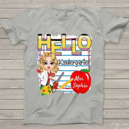 Hello Kindergarten Back to school Personalized T-shirt Gift for Teachers-ancustom
