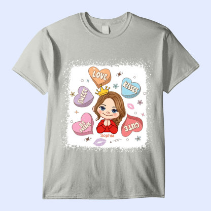 Candy Heart Cute Valentine's Day Personalized Youth T-Shirt-ancustom