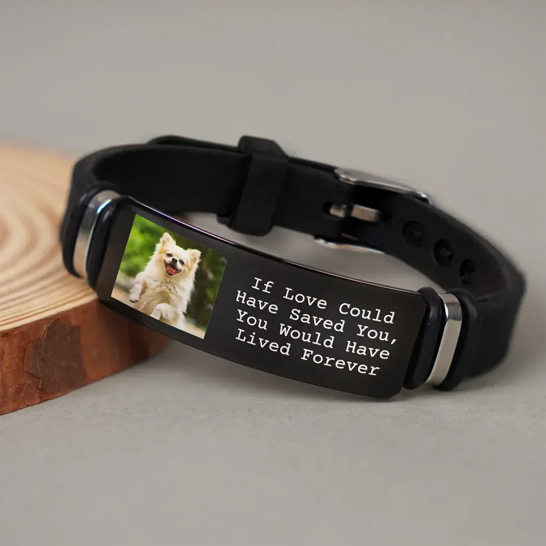 Custom Photo Forever In My Heart - Memorial Gift For Dog Lovers, Cat Lovers, Pet Lovers - Personalized Engraved Wristband-ancustom