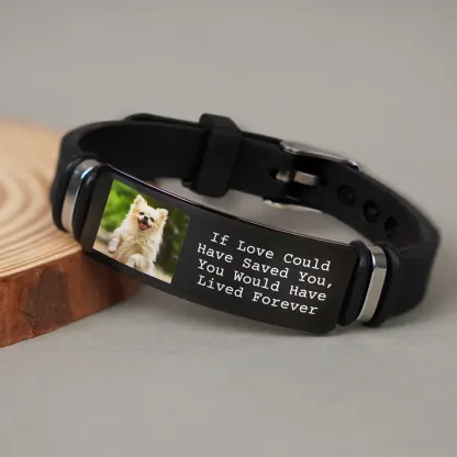 Custom Photo Forever In My Heart - Memorial Gift For Dog Lovers, Cat Lovers, Pet Lovers - Personalized Engraved Wristband-ancustom