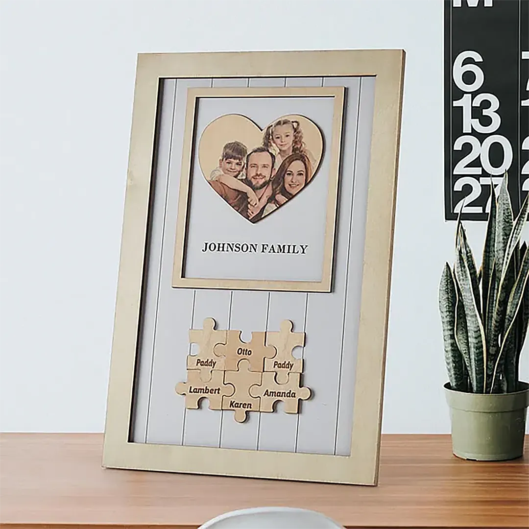 Custom wooden photo frame with heart shaped photo custom photo gift-ancustom