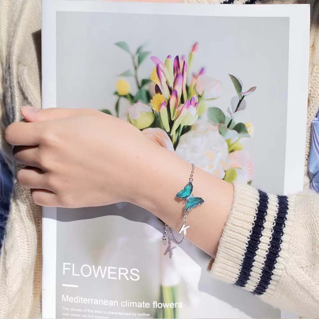 Personalized Crystal Glass Butterfly Bracelet-ancustom