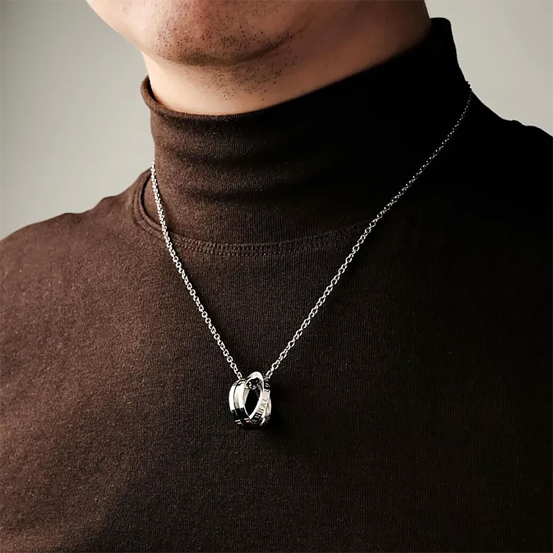 Interlocking Couples Name Necklace Trendy New Fashion Double Layer Collarbone Chain with Personalized Simple Necklaces Anniversary Gifts-ancustom