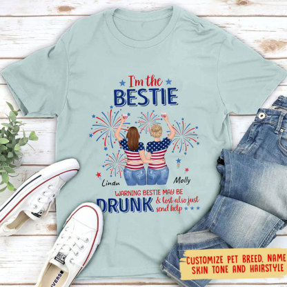 Custom Personalized Friend's 4th Of July T-Shirt - Gift Idea For Friends/ Besties/ Sister On Independence Day-If Lost Or Drunk Please Return To Bestie-ancustom
