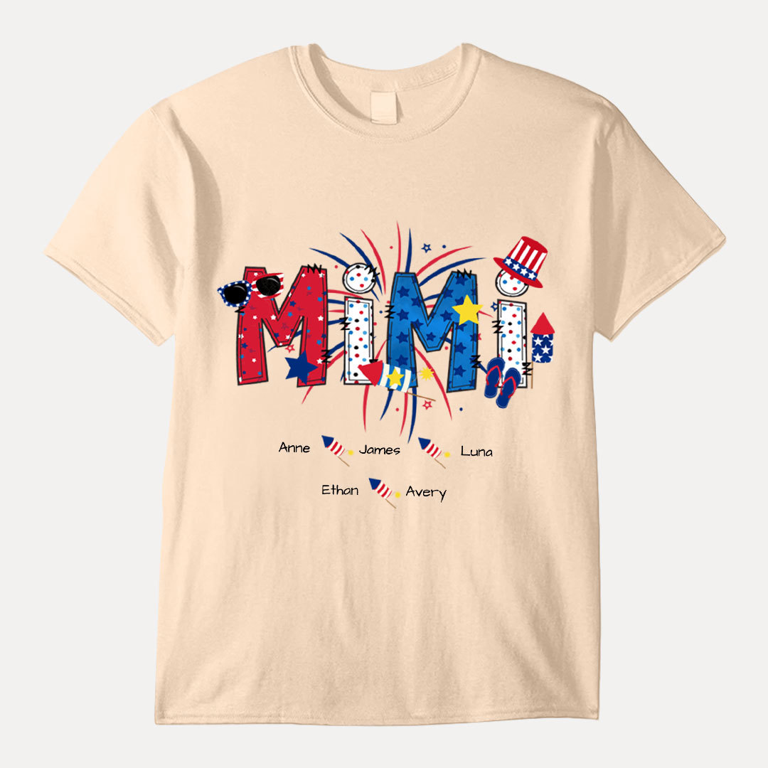 Great Mom Grandma Happy Holidays - Family Personalized Custom Unisex T-shirt - 4th Of July, Birthday Gift For Mom, Grandma-ancustom