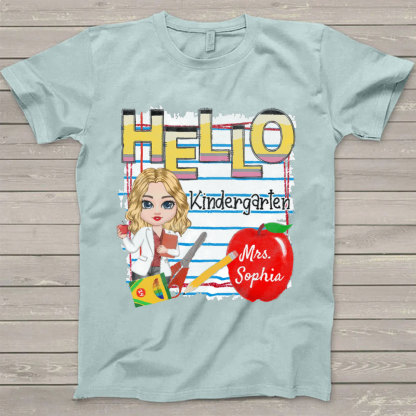 Hello Kindergarten Back to school Personalized T-shirt Gift for Teachers-ancustom
