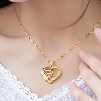 Personalized heart shaped family necklace with 1-6 names and birthstones, gift for mother, grandma-ancustom