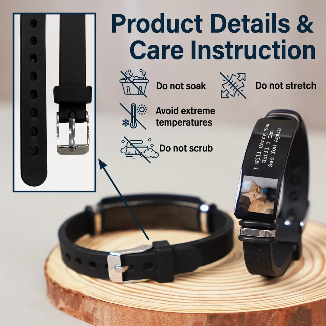 Custom Photo Forever In My Heart - Memorial Gift For Dog Lovers, Cat Lovers, Pet Lovers - Personalized Engraved Wristband-ancustom