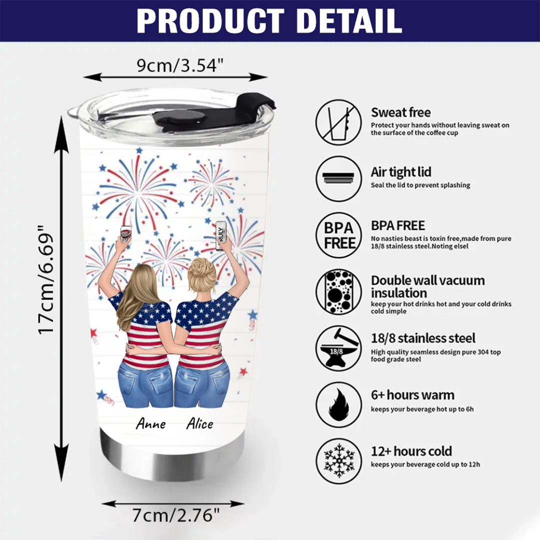 Custom Personalized Friend's 4th Of July Travel mug - Gift Idea For Friends/ Besties/ Sister On Independence Day-ancustom