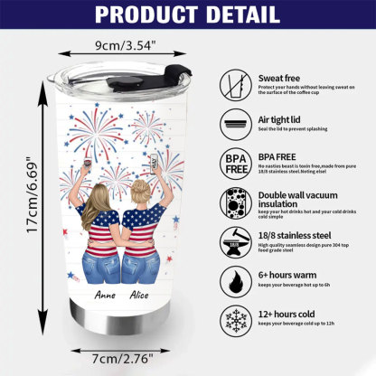 Custom Personalized Friend's 4th Of July Travel mug - Gift Idea For Friends/ Besties/ Sister On Independence Day-ancustom