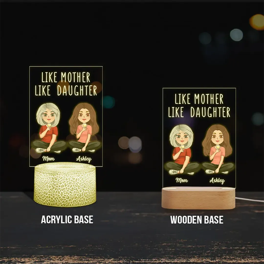 Like Mother Like Daughter - Personalized Mother Shaped Plaque Light Base-ancustom
