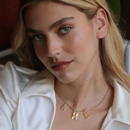 RETRO INITIAL CHARMS NECKLACE-ancustom