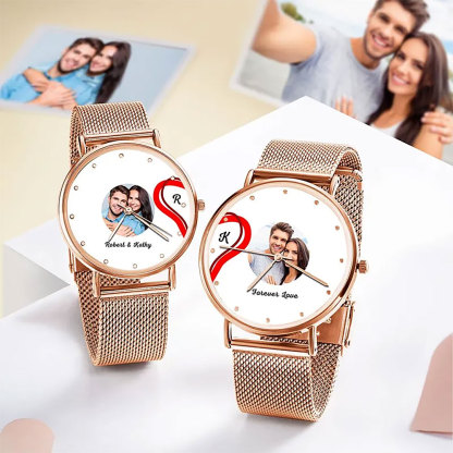Splicing Red Heart Photo Watch Romantic Valentine's Day Gifts For Couples-ancustom