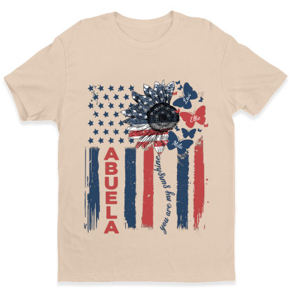 Nana Flag Flower Butterfly USA With Grandkids T-shirt - Gift for Grandma Mom Auntie-ancustom