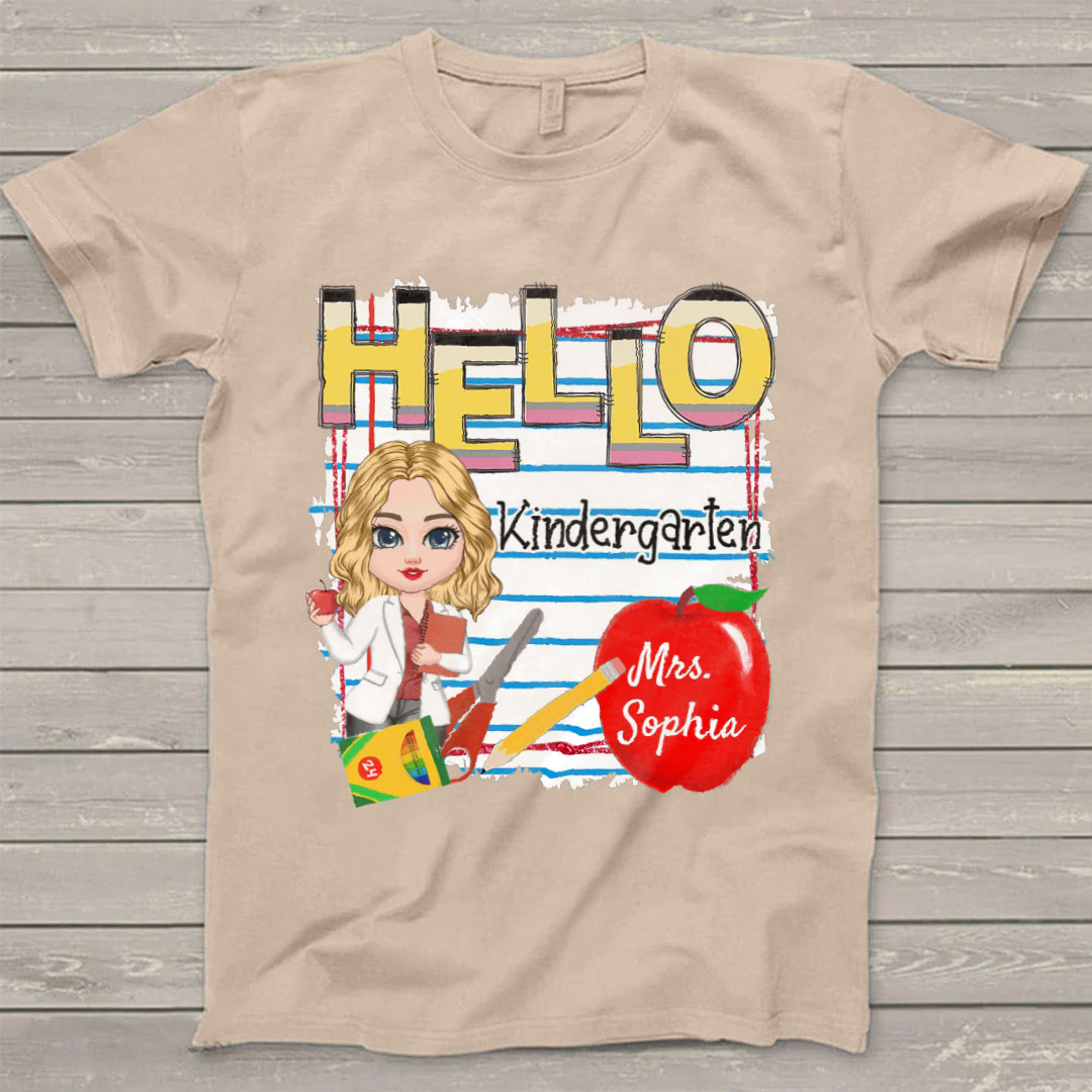 Hello Kindergarten Back to school Personalized T-shirt Gift for Teachers-ancustom