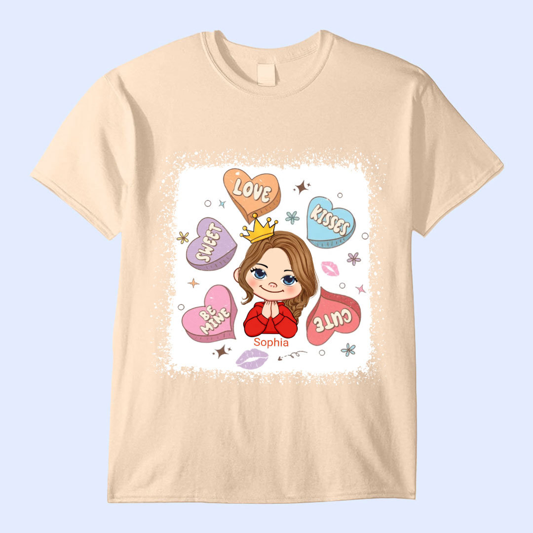 Candy Heart Cute Valentine's Day Personalized Youth T-Shirt-ancustom